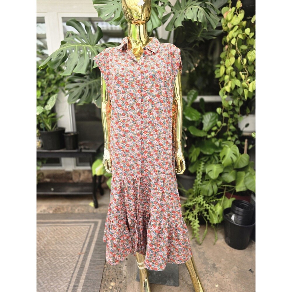 Natural Life Talulah Maxi Dress L/XL Oversized Floral Button Layer Cottagecore - Picture 2 of 8